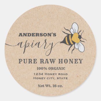 Kraft Bee Logo Script Apiary Honey Jar Label by Makidzona at Zazzle