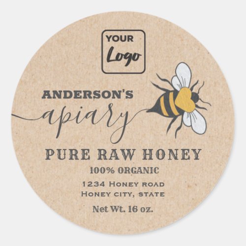 Kraft Bee logo script apiary honey jar label
