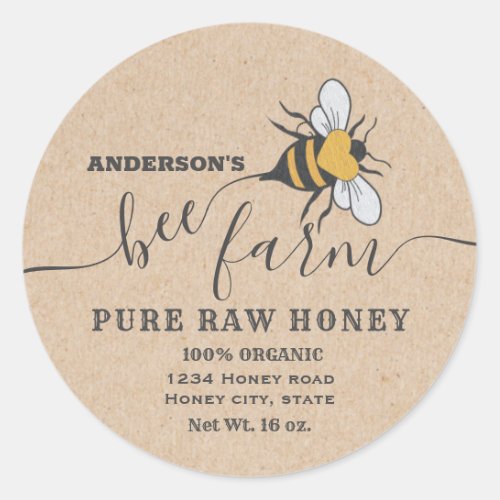 Kraft Bee logo script bee farm honey jar label