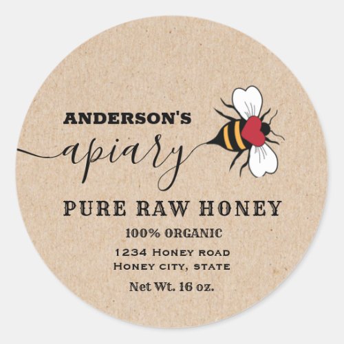 Kraft Bee  script apiary honey jar label