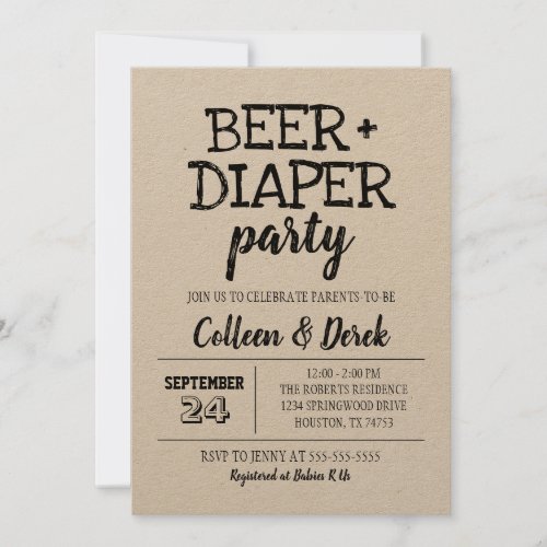 Kraft Beer  Diaper Party Invitation