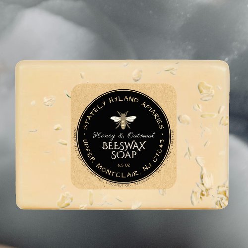 Kraft  Black Handwritten Beeswax Soap Label