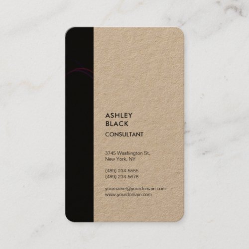 Kraft Black Stripe Minimalist Modern Style Simple Business Card