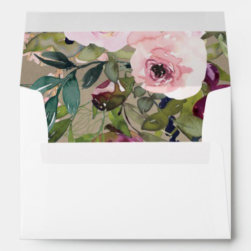 KRAFT BLUSH BURGUNDY FLORAL BUNCH ADDRESS ENVELOPE