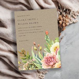 KRAFT BLUSH DESERT SUCCULENT CACTI FOLIAGE WEDDING INVITATION
