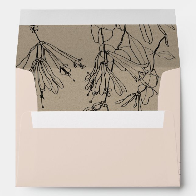 KRAFT BLUSH PASTEL LINE DRAWING FLORAL ADDRESS ENVELOPE (Back (Bottom))