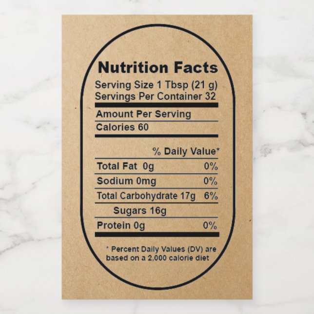Kraft Bold Pint Honey Jar Nutrition Facts Label (Single Label)