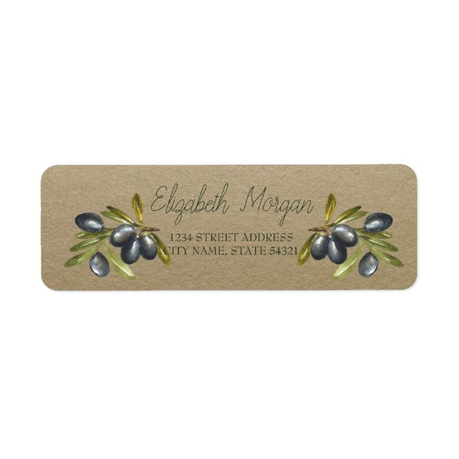 Kraft Botanical Olive Branches Label (Front)