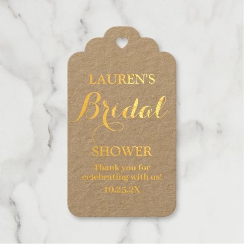 Kraft bridal shower Foil Gift Tag