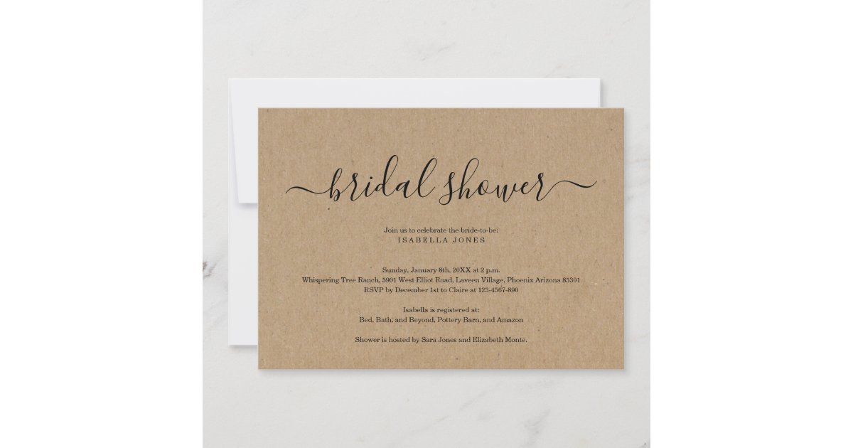 Kraft Bridal Shower Invitation Zazzle