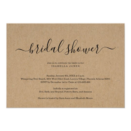 Kraft Bridal Shower Invitation