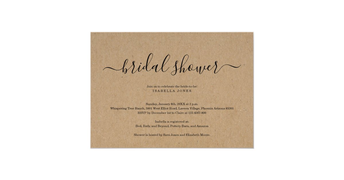 Kraft Bridal Shower Invitation