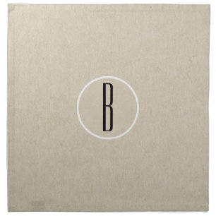 Kraft Brown Chic Monogram Letter Initial Rustic Napkin