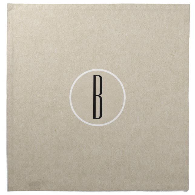 Kraft Brown Chic Monogram Letter Initial Rustic Napkin (Front)