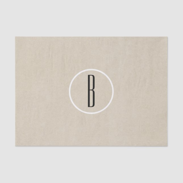 Kraft Brown Chic Monogram Letter Initial Rustic Tissue Paper (Front)