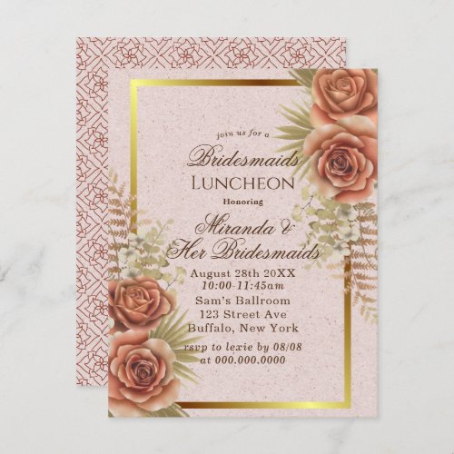 Kraft Brown Painted Floral Bridesmaids Luncheon Invitation