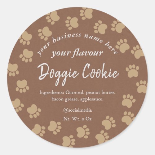 kraft brown paper dog paw path doggie cookie  clas classic round sticker