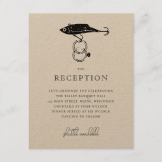 Kraft Brown Rustic Fishing Lure Rings Black Enclosure Card