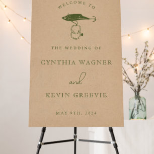 Kraft Brown Rustic Fishing Lure Welcome Poster