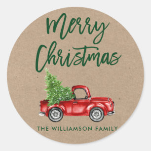Kraft Brush Script Christmas Truck Envelope Seal