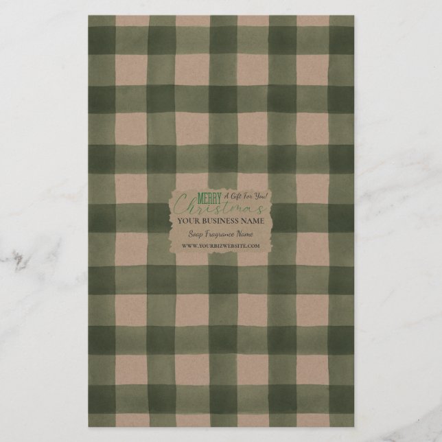 Kraft Buffalo Check Soap Wrap Paper Sheet - Satin (Front)