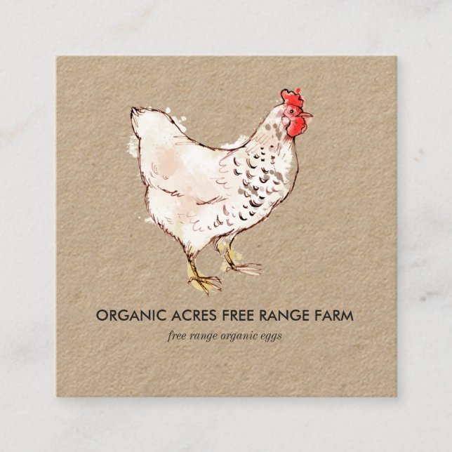 Kraft Business Card | Chicken Illustration (Front)