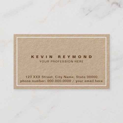 Kraft business card printed only at front side