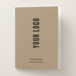 Kraft Business Presentation Folders with Logo