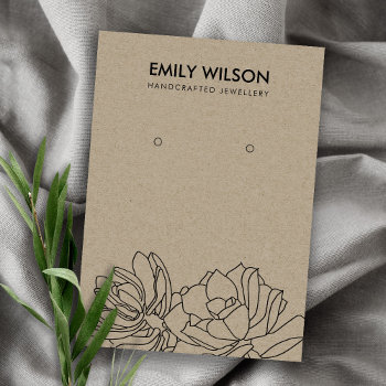 Kraft Cactus Succulent Foliage Earring Display Business Card by YellowFebPaperie at Zazzle