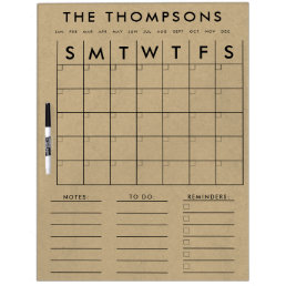 Kraft Calendar Planner Minimalist Monthly Weekly Dry Erase Board