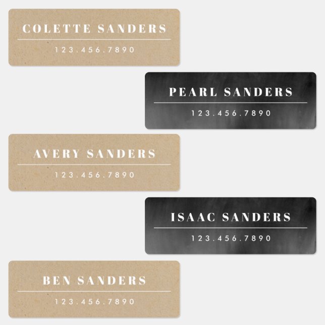 Kraft & Chalkboard Neutral Waterproof Name Labels (Group)