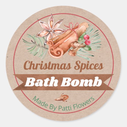 Kraft Christmas Spices Scented Bath Bomb Labels