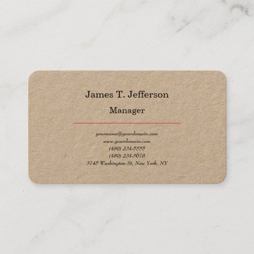 Kraft classical plain minimalist customizable business card