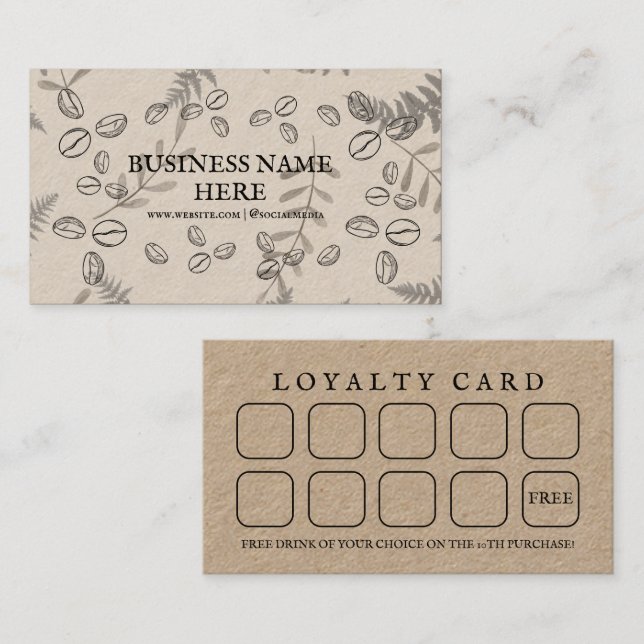 Kraft Coffee Beans Café Coffee Shop  Loyalty Card (Front/Back)