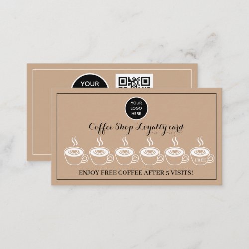 Kraft Coffee Shop Logo Business Reward Punch Loyalty Card