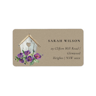 KRAFT COUNTRY RUSTIC FLORAL BIRD HOUSE ADDRESS LABEL