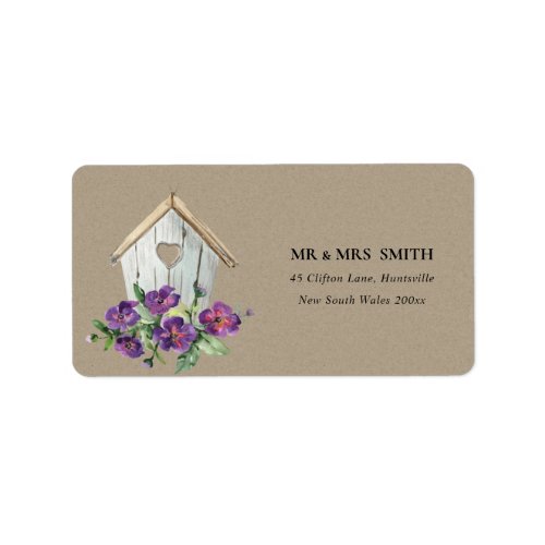 KRAFT COUNTRY RUSTIC FLORAL BIRD HOUSE ADDRESS LABEL