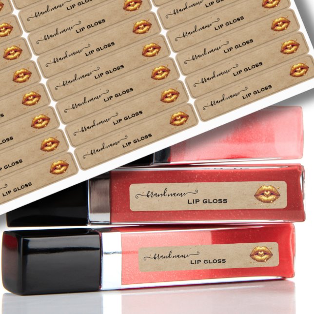 Kraft custom lip gloss labels gold LIps (Creator Uploaded)