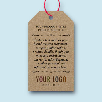 Kraft Custom Printed Retail Hang Tags With String by MISOOK at Zazzle