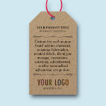 Kraft Custom Printed Retail Hang Tags with String<br><div class="desc">Easily personalize these custom retail hang tags with your own company logo and product information. You can customize them for product hang tags, price tags, warranty tags, gift tags, or favor tags. Available in brown kraft or white matte with a choice of twine string colors. Low minimum order quantity and...</div>