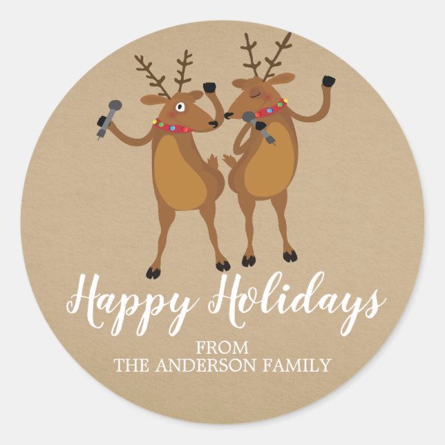 Kraft Dancing Reindeer Christmas Sticker (Front)