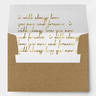 Kraft Decorative Gold Love Note Inside Lined Envelope
