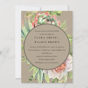 KRAFT DESERT SUCCULENT CACTI FOLIAGE COUPLE SHOWER INVITATION