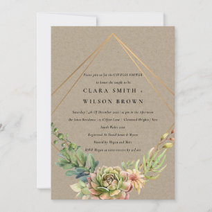 KRAFT DESERT SUCCULENT CACTI FOLIAGE COUPLE SHOWER INVITATION