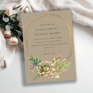 KRAFT DESERT SUCCULENT CACTI FOLIAGE FRAME WEDDING INVITATION
