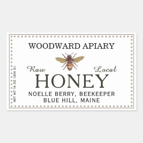 Kraft Double Border Honey Label with Honeybee