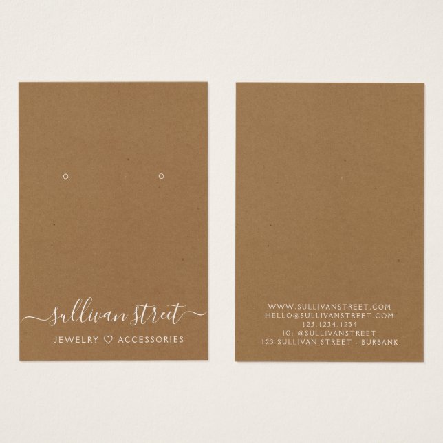 Kraft Earrings Jewelry Display Card (Front & Back)