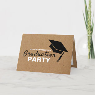 Kraft Effect, Grad Cap, Photo Graduation Invite