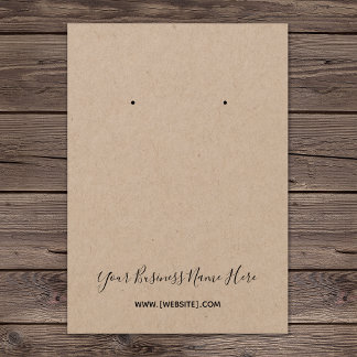 Kraft Elegant Script Custom Earring Card