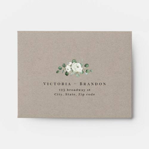 Kraft eucalyptus greenery floral wedding RSVP Envelope